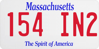 MA license plate 154IN2