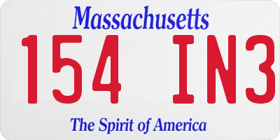 MA license plate 154IN3