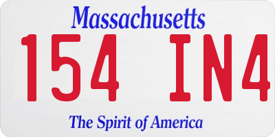 MA license plate 154IN4