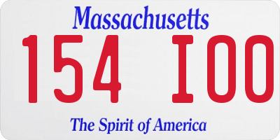 MA license plate 154IO0