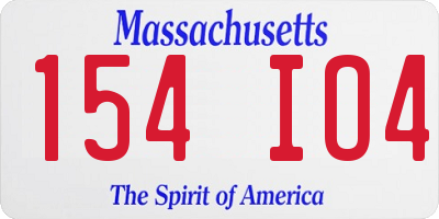 MA license plate 154IO4