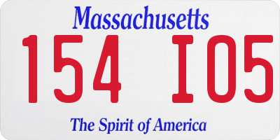 MA license plate 154IO5