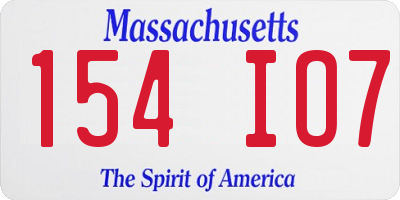 MA license plate 154IO7