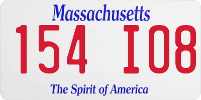 MA license plate 154IO8
