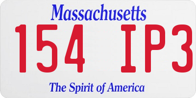 MA license plate 154IP3