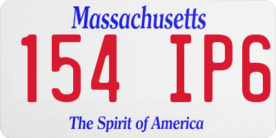 MA license plate 154IP6