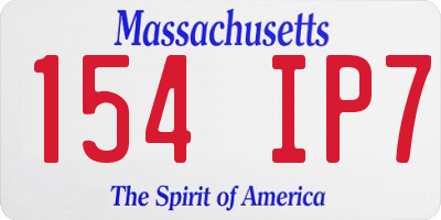 MA license plate 154IP7