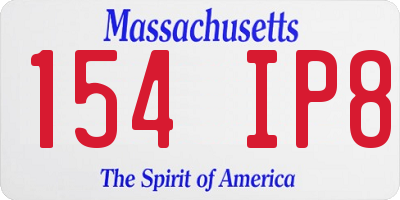 MA license plate 154IP8