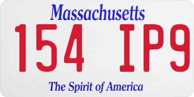 MA license plate 154IP9