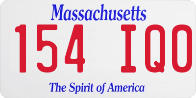 MA license plate 154IQ0