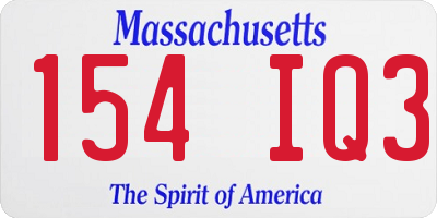 MA license plate 154IQ3