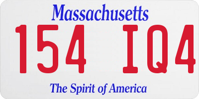 MA license plate 154IQ4