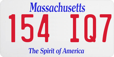 MA license plate 154IQ7