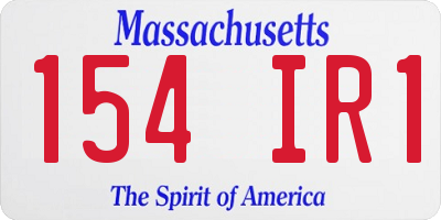 MA license plate 154IR1