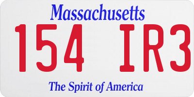 MA license plate 154IR3