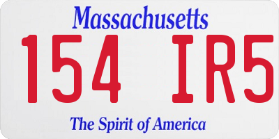 MA license plate 154IR5