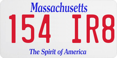 MA license plate 154IR8