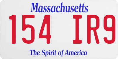 MA license plate 154IR9