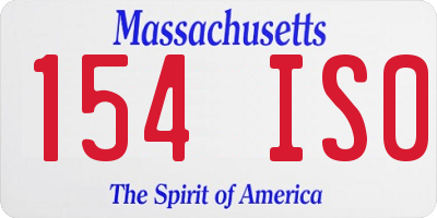 MA license plate 154IS0