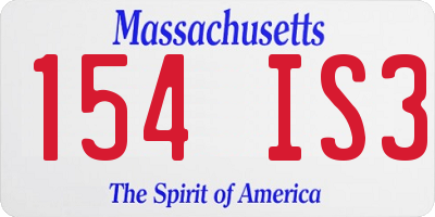 MA license plate 154IS3
