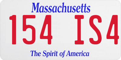 MA license plate 154IS4