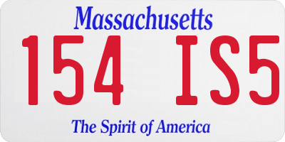 MA license plate 154IS5