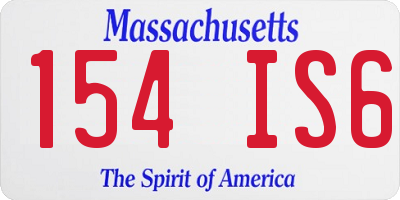 MA license plate 154IS6