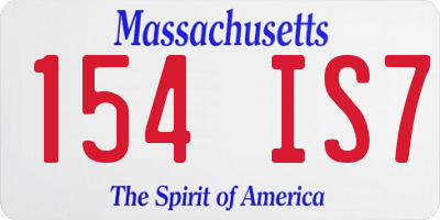 MA license plate 154IS7