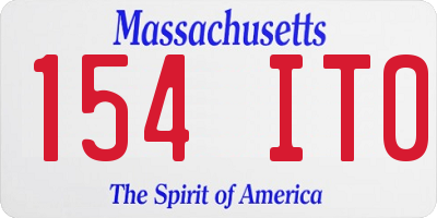 MA license plate 154IT0