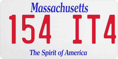 MA license plate 154IT4