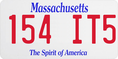 MA license plate 154IT5
