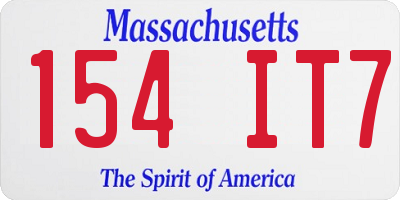 MA license plate 154IT7