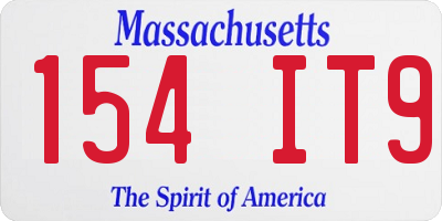 MA license plate 154IT9