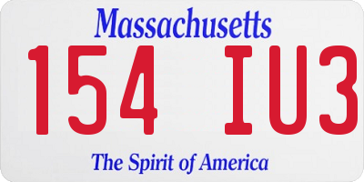 MA license plate 154IU3