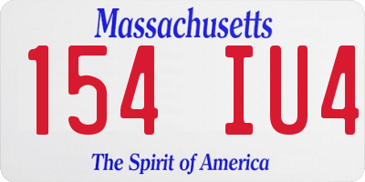 MA license plate 154IU4