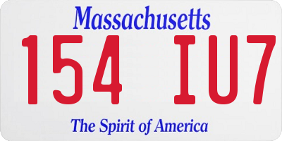 MA license plate 154IU7