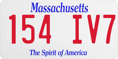 MA license plate 154IV7