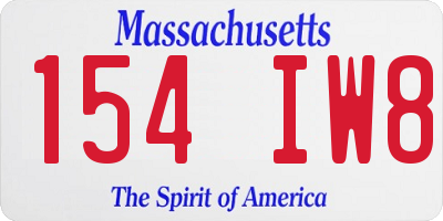 MA license plate 154IW8