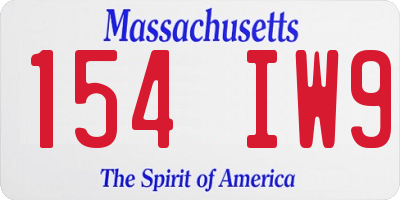 MA license plate 154IW9