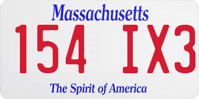 MA license plate 154IX3