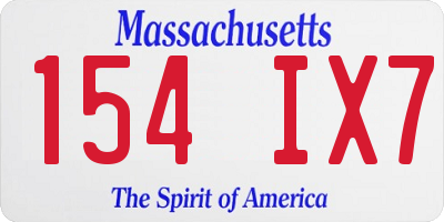 MA license plate 154IX7
