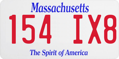 MA license plate 154IX8