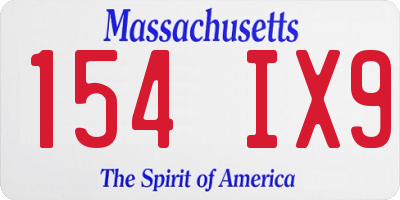 MA license plate 154IX9