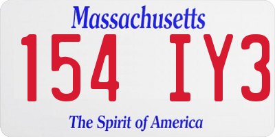 MA license plate 154IY3