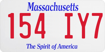 MA license plate 154IY7