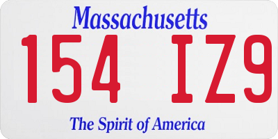 MA license plate 154IZ9