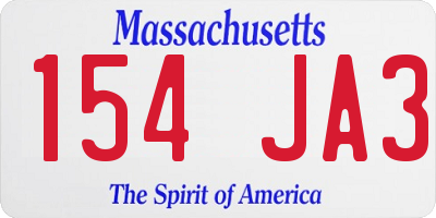 MA license plate 154JA3