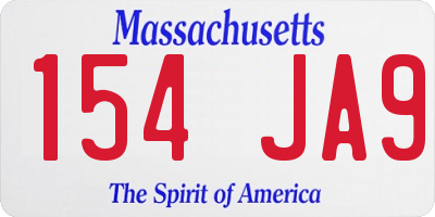 MA license plate 154JA9
