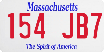 MA license plate 154JB7