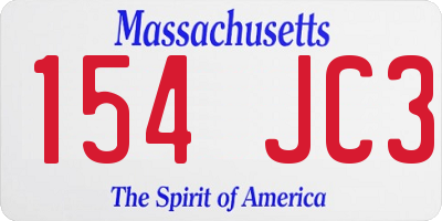 MA license plate 154JC3